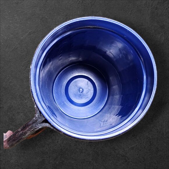 Vintage 1995 Handmade Leather Wrapped Mug DLJ Signed Yin Yang Artisan Ren Faire - Picture 4 of 8